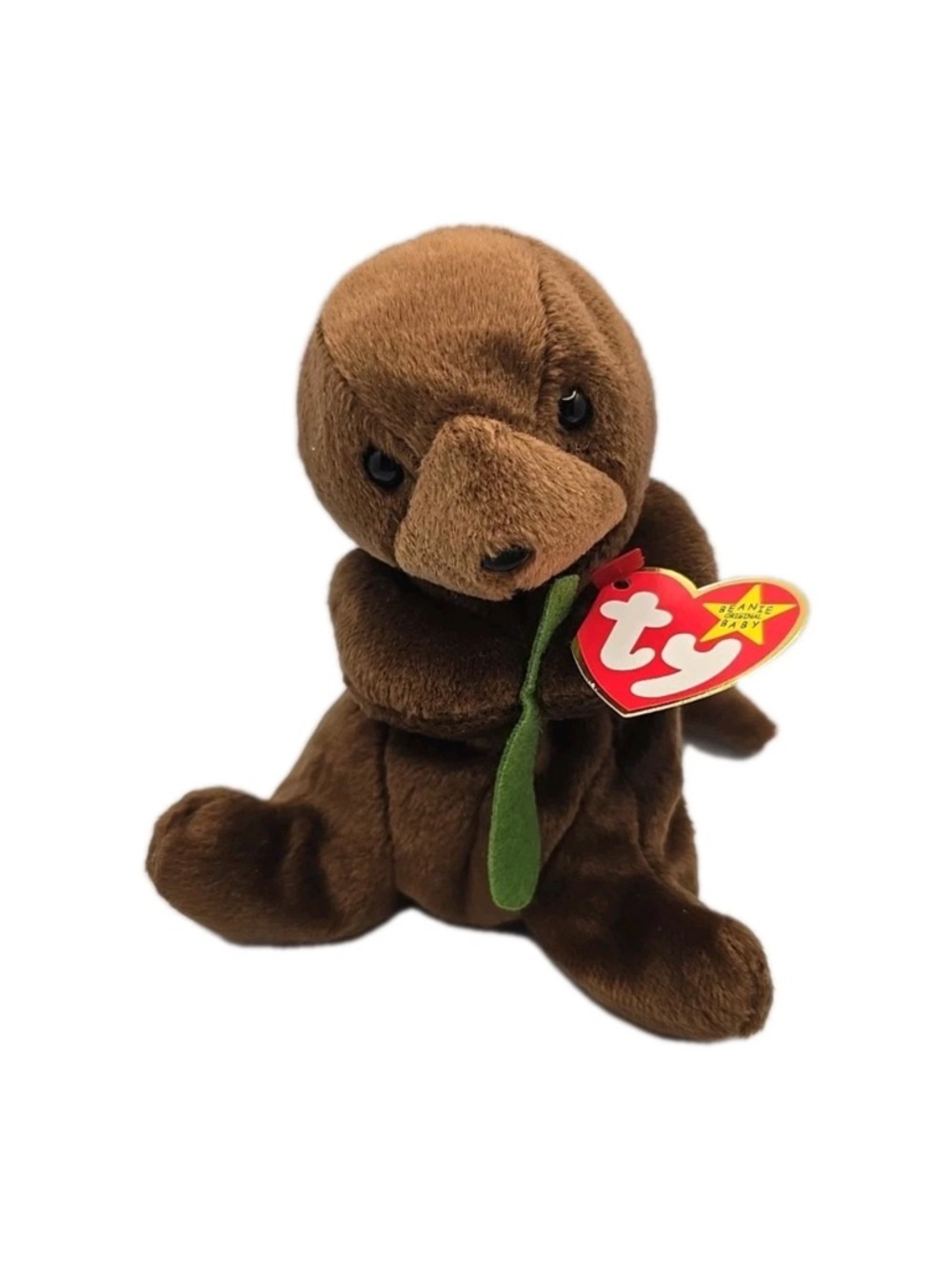 Ty Beanie Baby Seaweed the otter Plush with Red Heart Tag. New